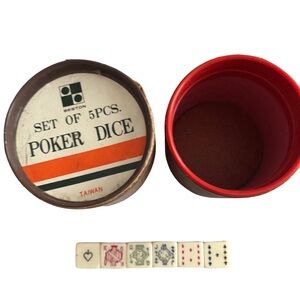 Beston Antique Poker Dice Set - Red and White